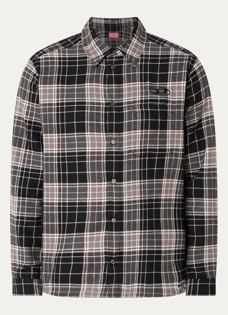Diesel Heren S-simply-HNBI overshirt met ruitdessin in de kleur Antraciet