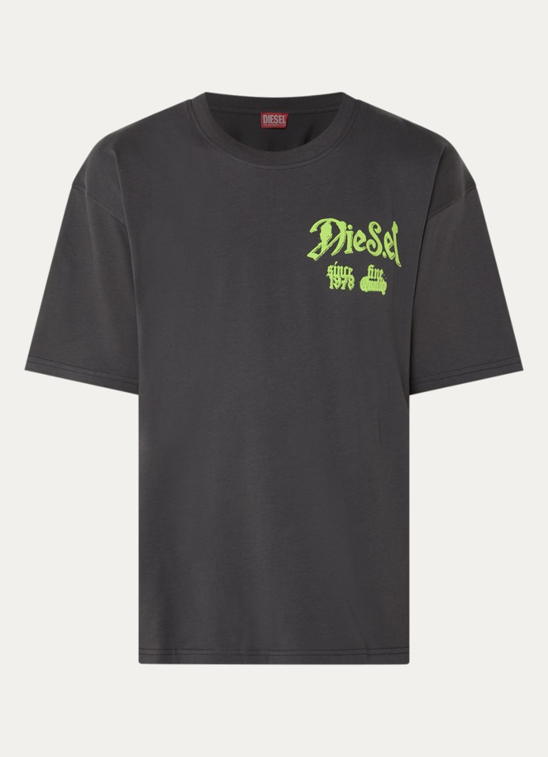 Diesel Heren T-Boxt-AA2 T-shirt met logo- en backprint in de kleur Donkergrijs