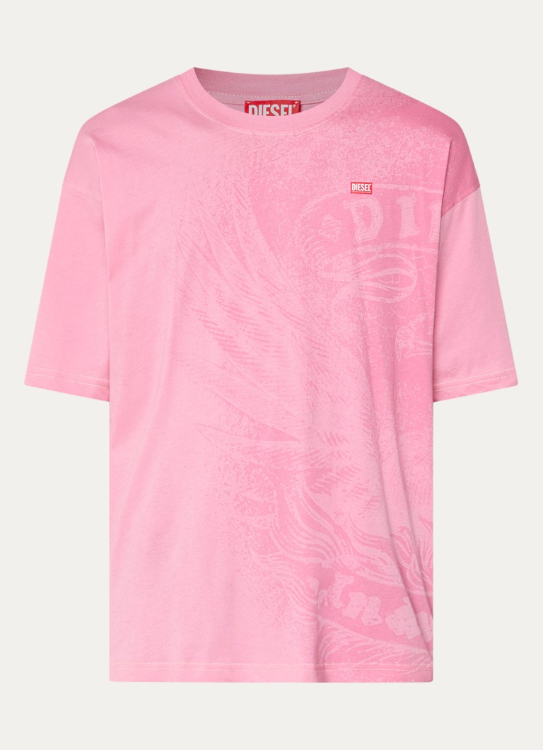 Diesel Heren T-BOXT-AA3 T-shirt met print in de kleur Roze