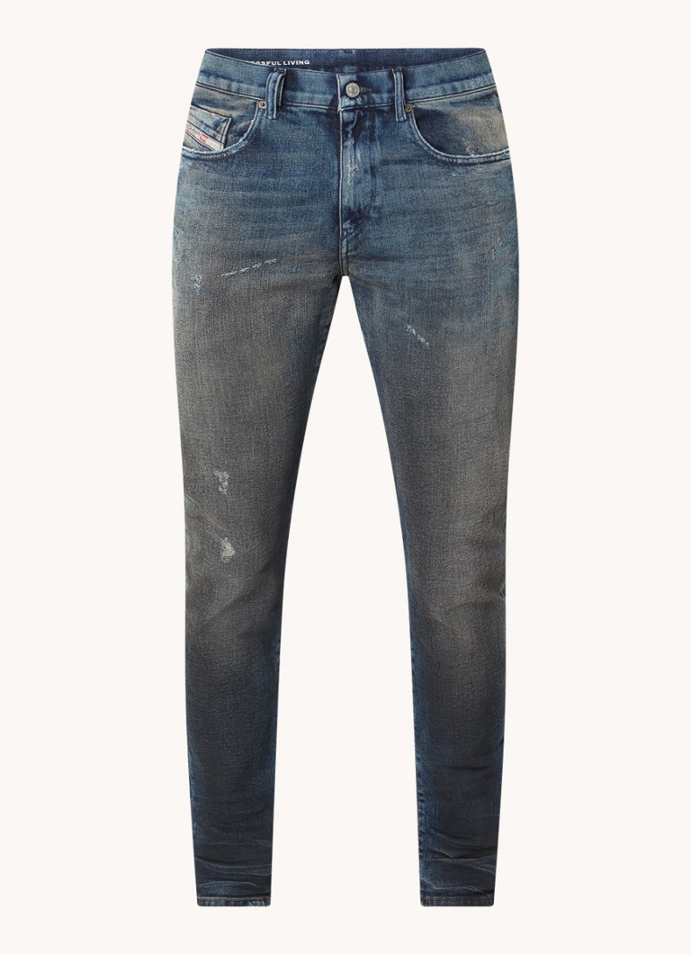 Diesel Heren 2019 D-Strukt skinny jeans met donkere wassing in de kleur Indigo