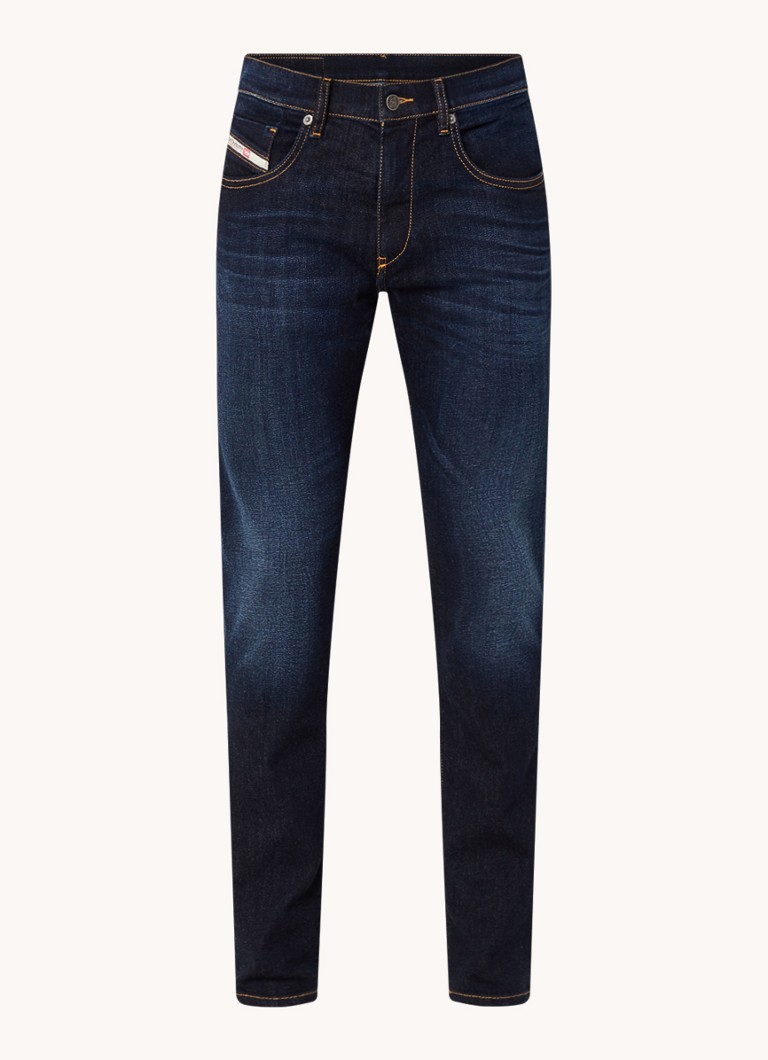 Diesel Heren D-Strukt slim fit jeans met donkere wassing in de kleur Indigo