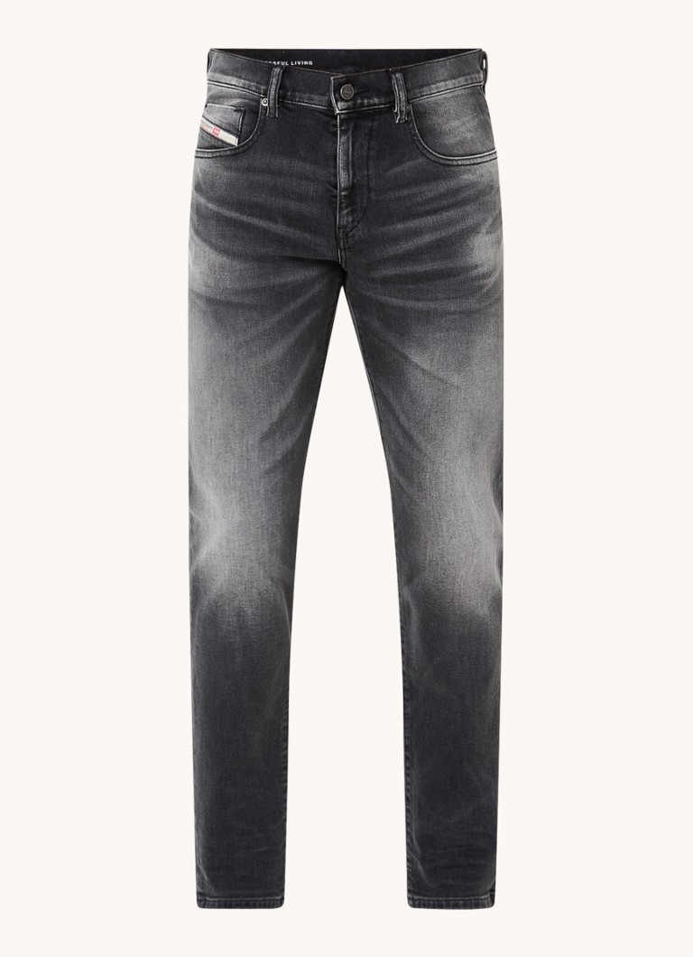 Diesel Heren 2019 D-Strukt slim fit jeans met gekleurde wassing in de kleur Antraciet