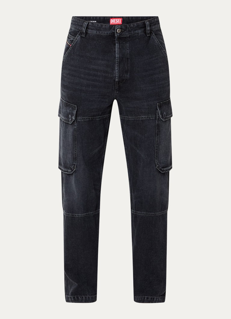 Diesel Heren D-Uty straight fit cargobroek van denim met steekzakken in de kleur Antraciet