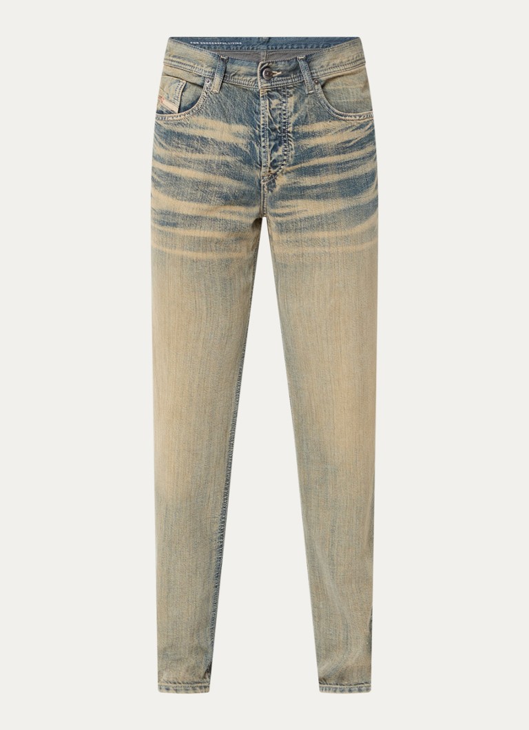 Diesel Heren D-Finitive straight leg jeans met verwassen afwerking in de kleur Indigo
