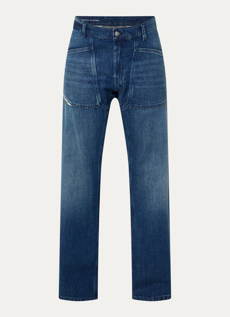 Diesel Heren D-zeta loose fit jeans met donkere wassing in de kleur Indigo