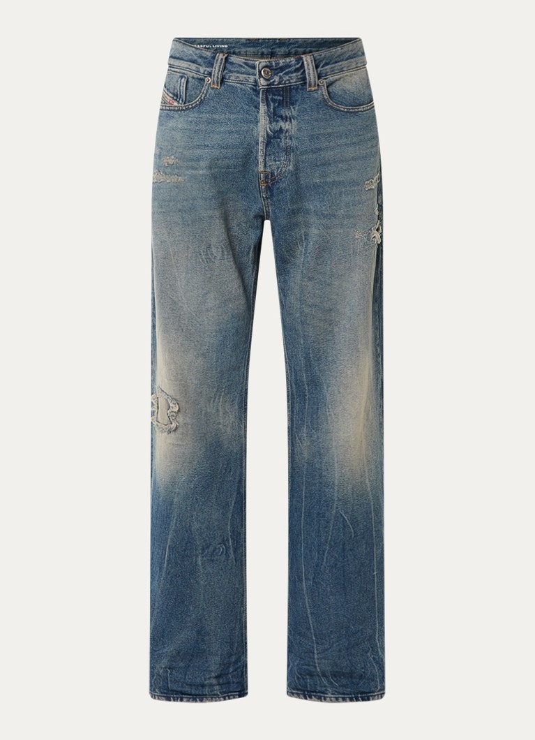 Diesel Heren 1980 D-Eeper straight leg jeans met lichte wassing in de kleur Indigo