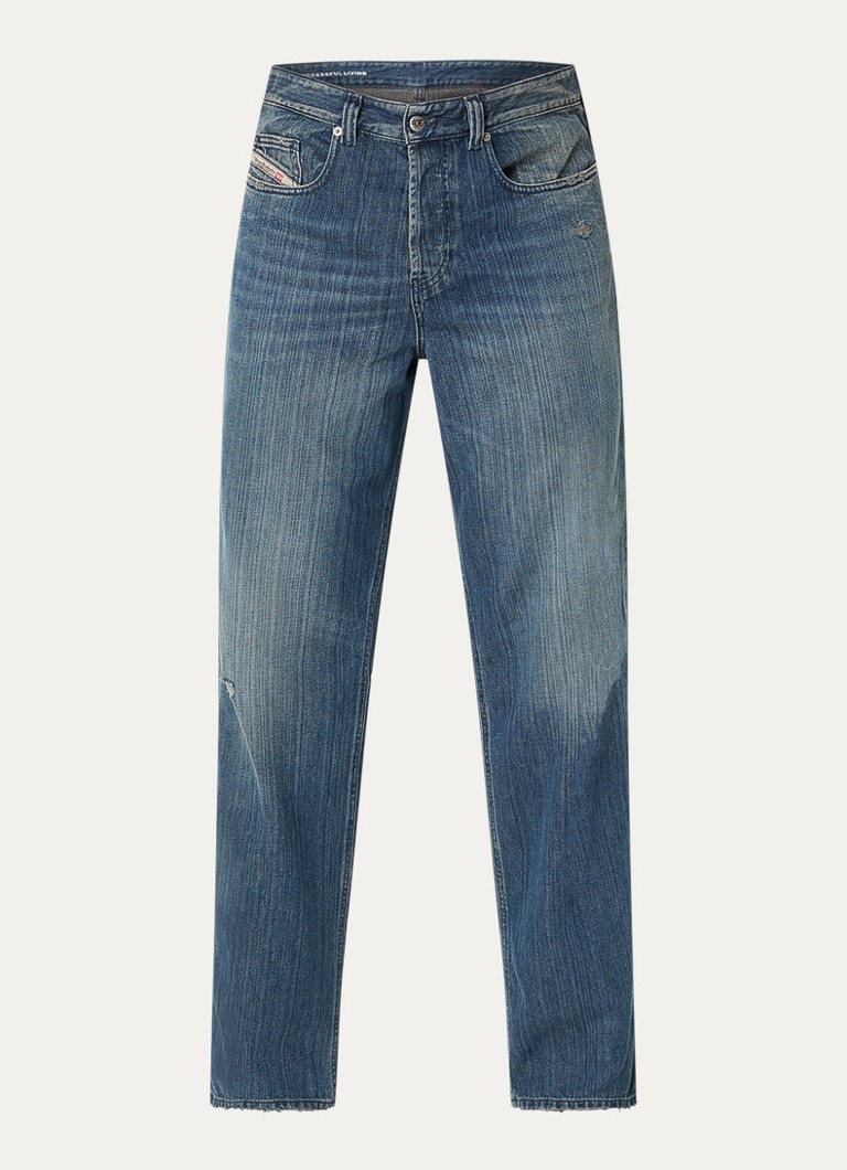 Diesel Heren 2001 D-Macro straight leg jeans met medium wassing in de kleur Indigo