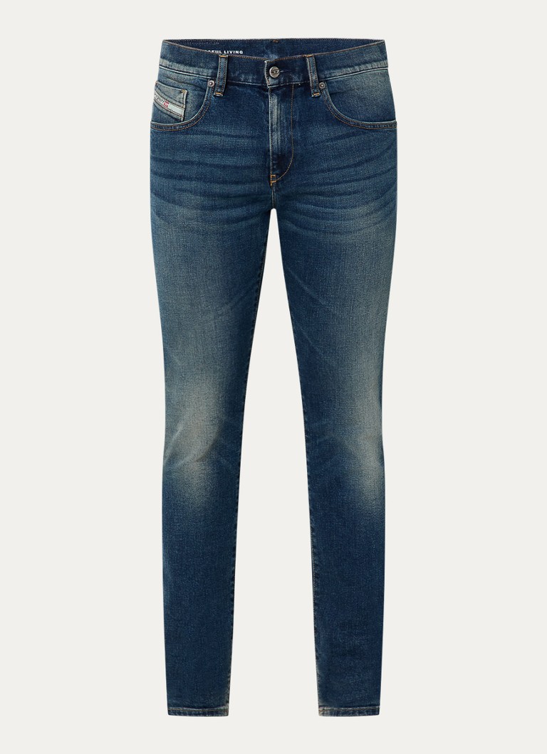Diesel Heren 2019 D-Strukt straight leg jeans met medium wassing in de kleur Indigo