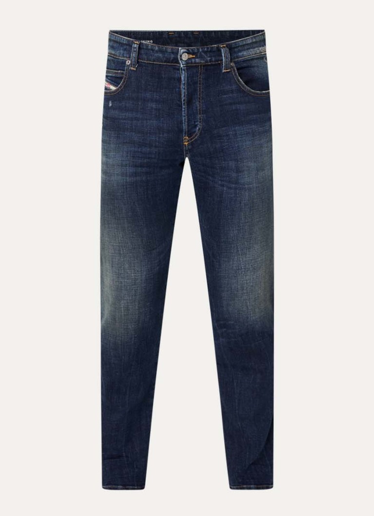 Diesel Heren 1993 D-Vyl slim fit jeans met destroyed afwerking in de kleur Indigo