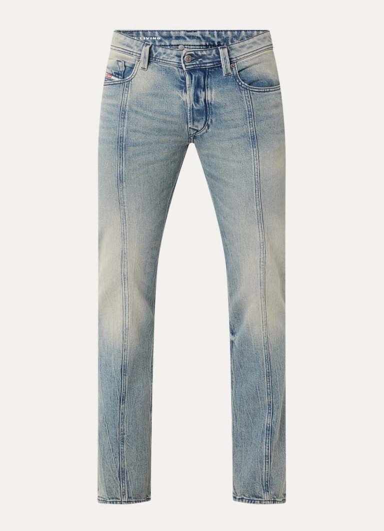 Diesel Heren 1985 Larkee straight leg jeans met verwassen afwerking in de kleur Indigo