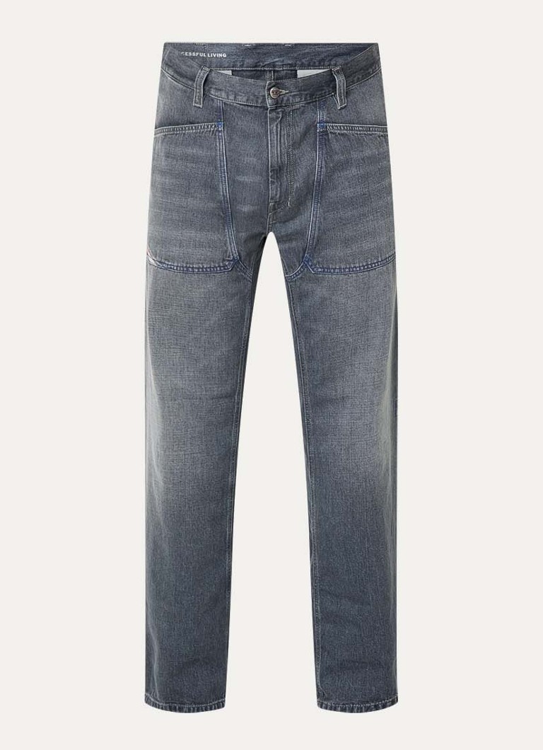 Diesel Heren D-zeta straight fit jeans met gekleurde wassing in de kleur Grijs
