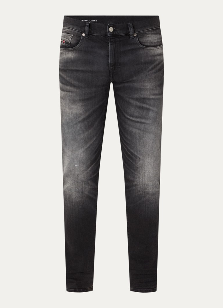 Diesel Heren 2019 D-strukt slim fit jeans met gekleurde wassing in de kleur Antraciet