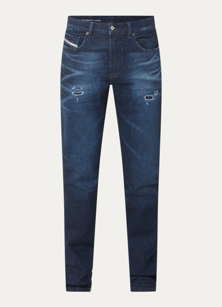 Diesel Heren 2019 D-strukt slim fit jeans met donkere wassing in de kleur Indigo
