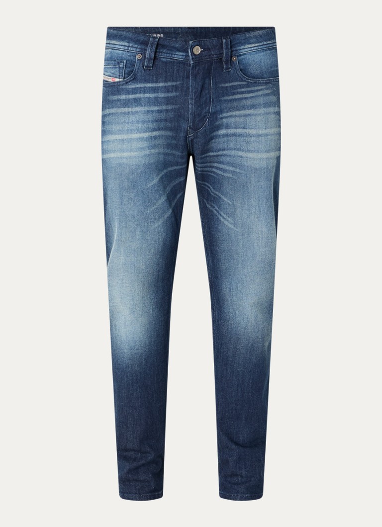 Diesel Heren 1986 Larkee slim fit jeans met verwassen afwerking in de kleur Indigo