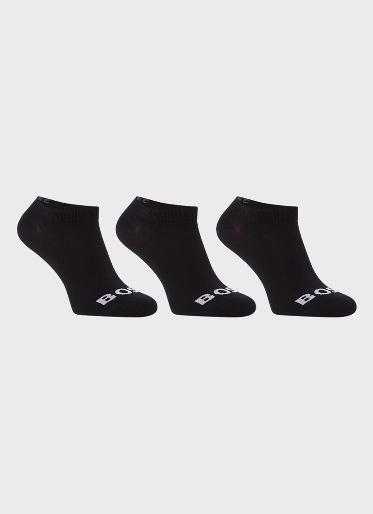 BOSS Dames Sokken met logo in 3-pack in de kleur Zwart