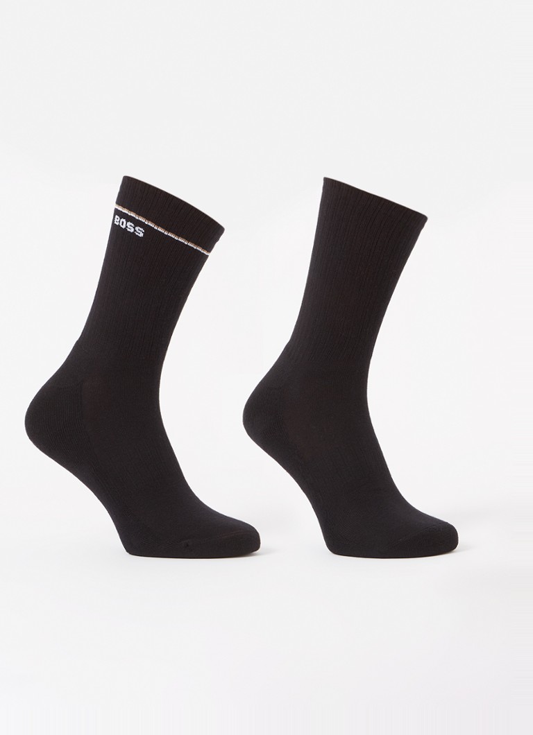 BOSS Dames QS Iconic sokken met logo in 2-pack in de kleur Zwart