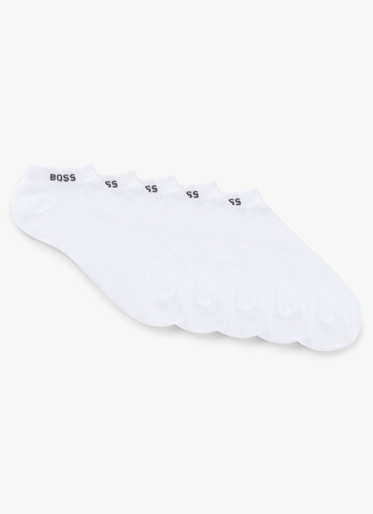 BOSS Dames Set van vijf paar enkelsokken met logodetails in de kleur Gebroken wit