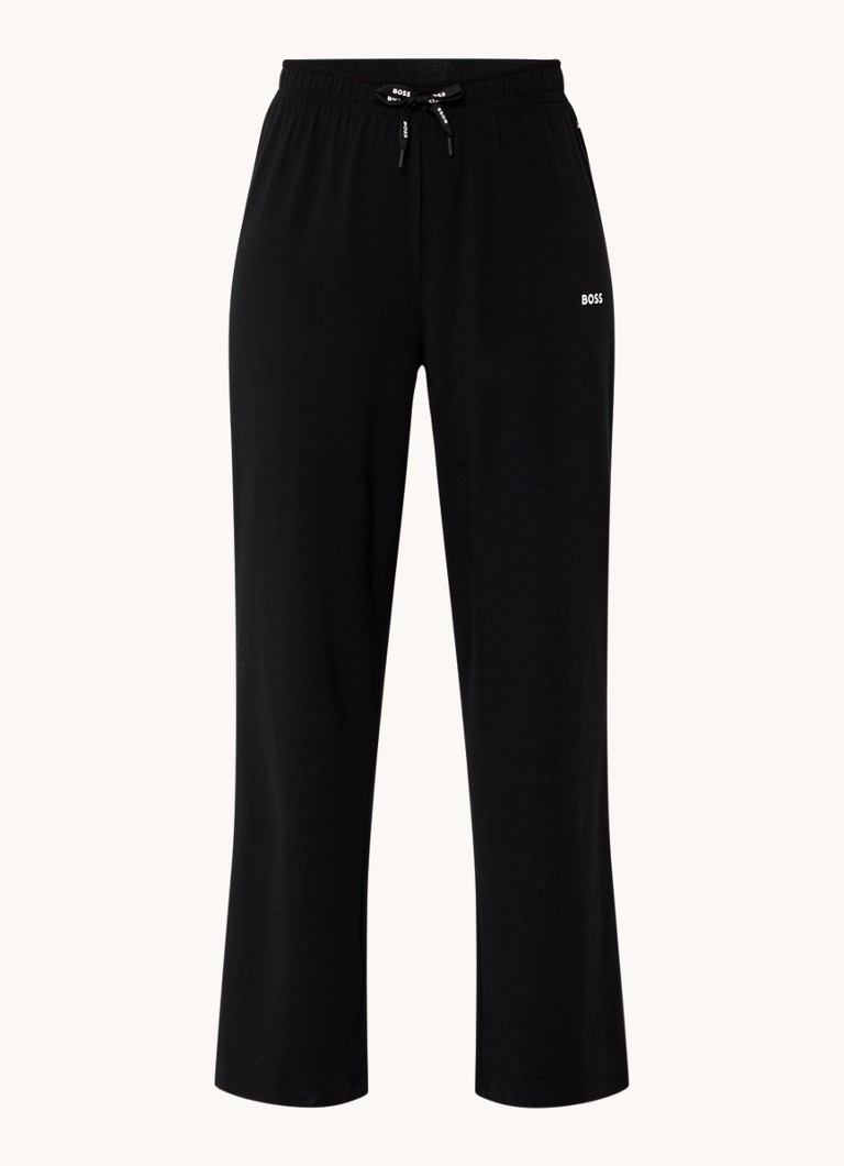 BOSS Dames Pyjamabroek van katoen met logo in de kleur Zwart
