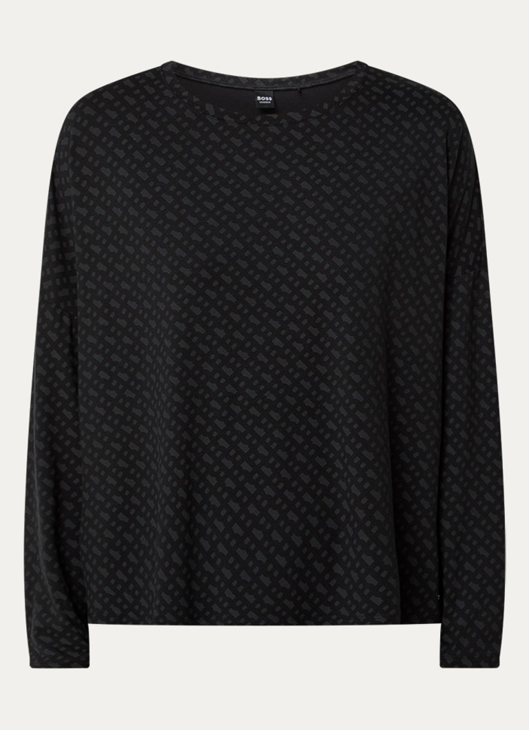 BOSS Dames Pyjamatop met logoprint in de kleur Zwart