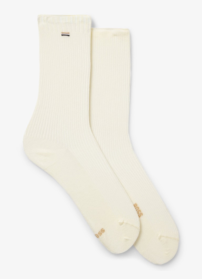 BOSS Dames Sokken met logo in 2-pack in de kleur Creme