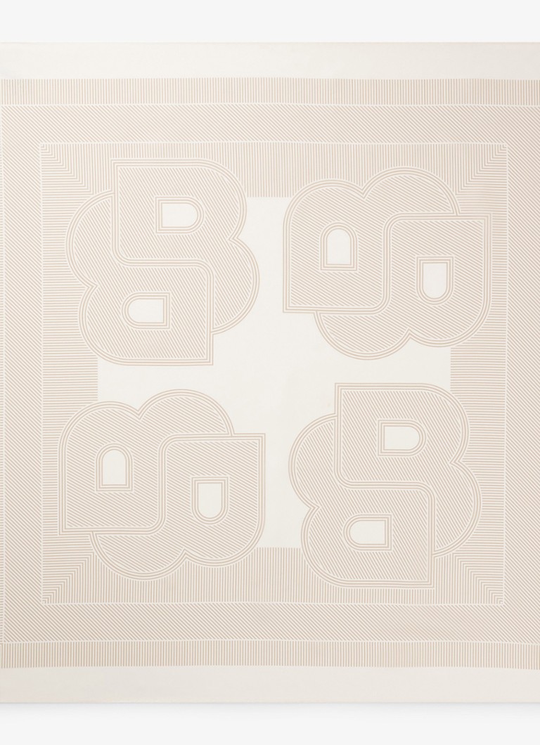 BOSS Dames In Italië vervaardigde sjaal van zijden twill met print in de kleur Light Beige-278 / Beige