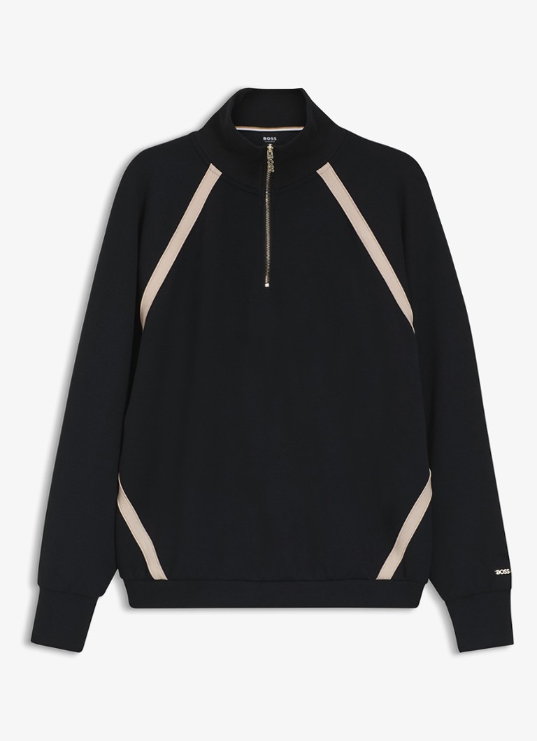 BOSS Dames Sweater met halve rits in de kleur Zwart