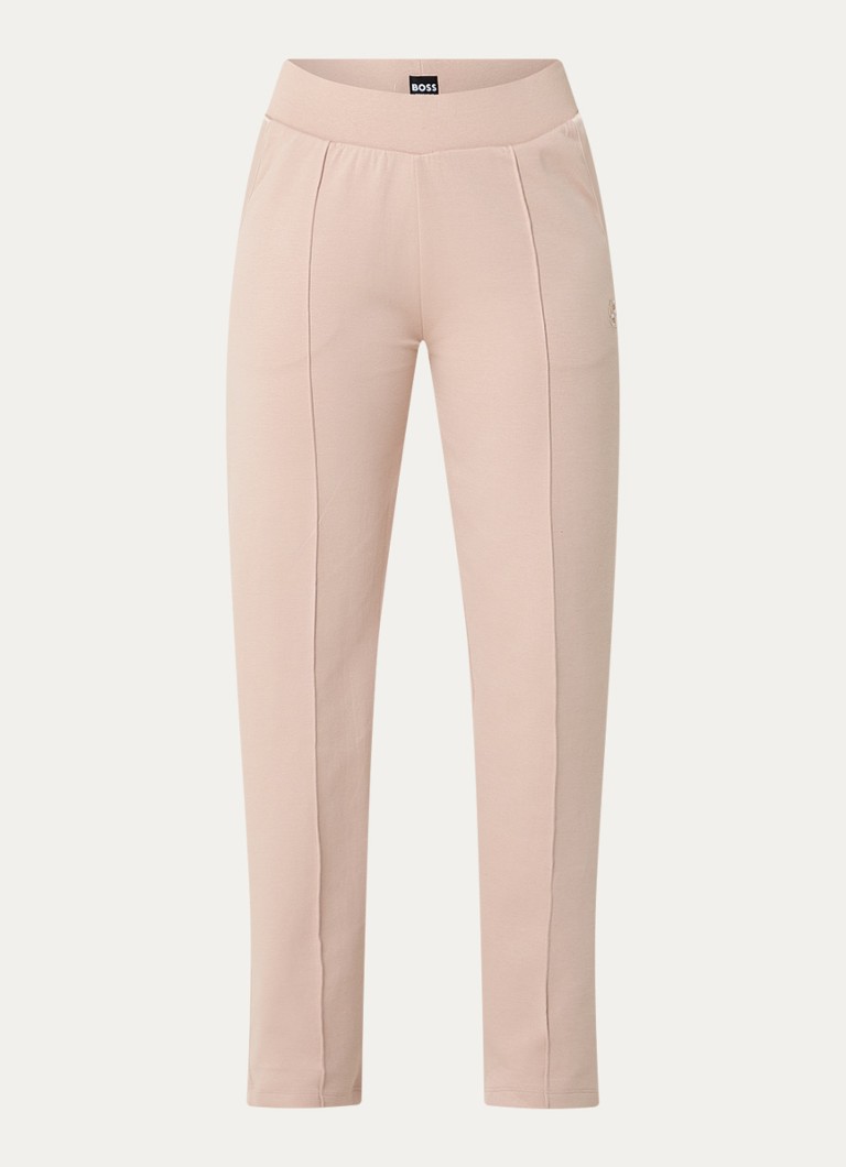 BOSS Dames High waist straight fit joggingbroek met steekzakken in de kleur Beige