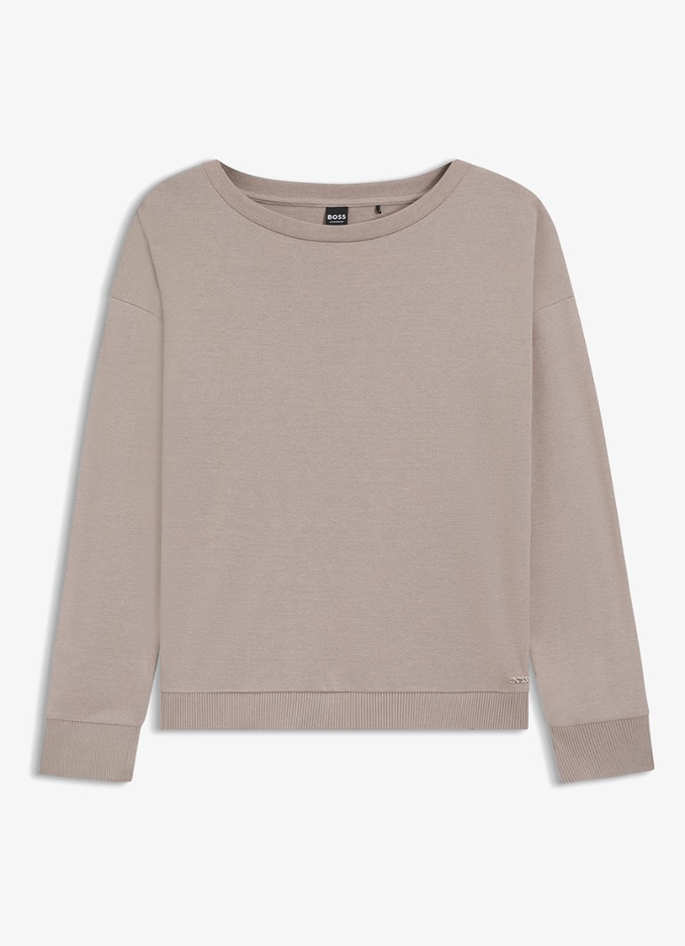 BOSS Dames Sweater met gemêleerd dessin in de kleur Beige