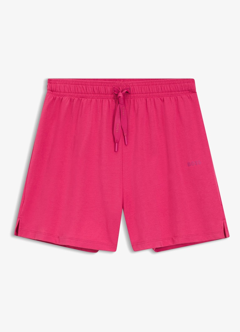 BOSS Dames Pyjamashort van stretchkatoen met logokoorden in de kleur Medium Pink-661 / Roze