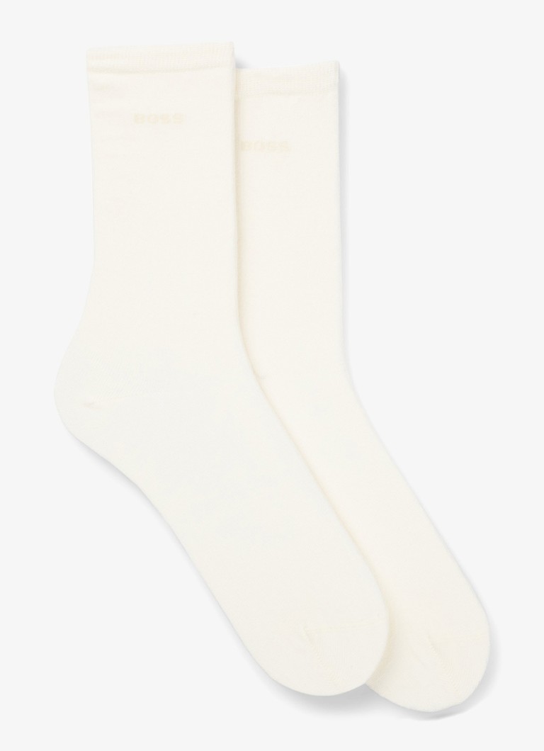 BOSS Dames Sokken in katoenblend met logo in 2-pack in de kleur Open White-119 / Wit