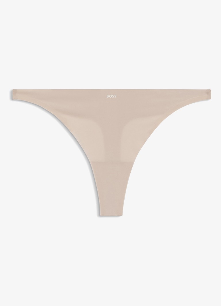 BOSS Dames String met logo in de kleur Beige