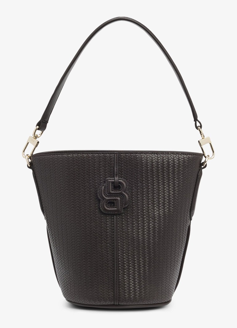 BOSS Dames Anett schoudertas met logo in de kleur Dark Brown-207 / Bruin