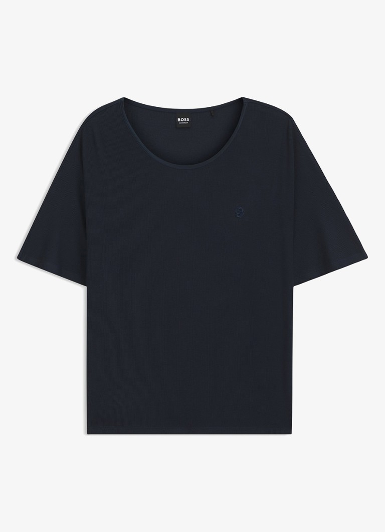 BOSS Dames Pyjamatop met logo in de kleur Donkerblauw