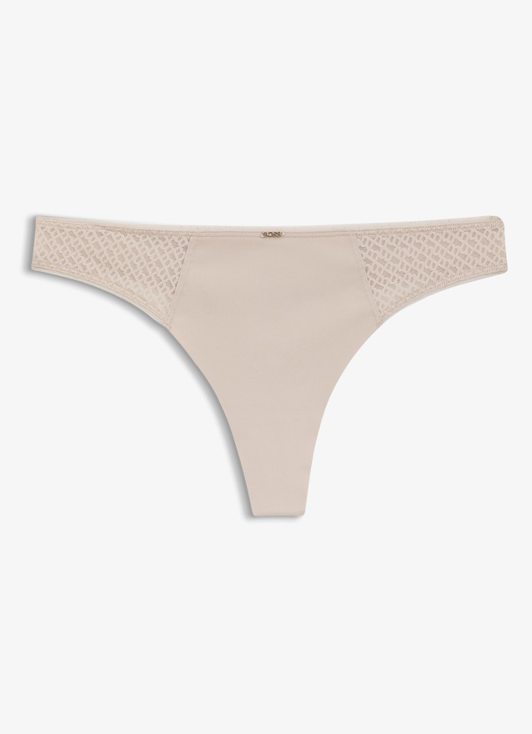 BOSS Dames String met kant in de kleur Beige