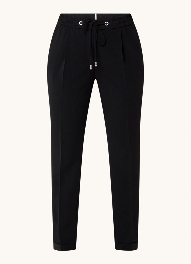BOSS Dames Tariyanah mid waist slim fit pantalon met stretch in de kleur Zwart