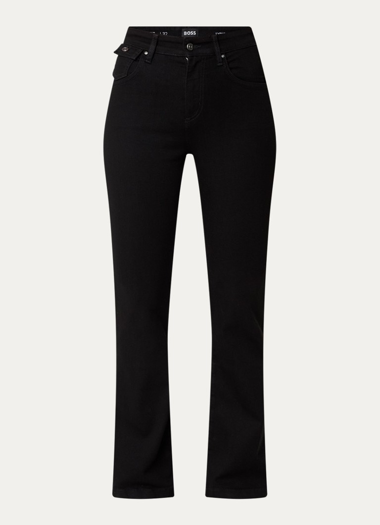 BOSS Dames Lyris high waist bootcut jeans met gekleurde wassing in de kleur Zwart