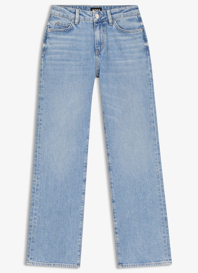 BOSS Dames High waist straight leg jeans met steekzakken in de kleur Indigo