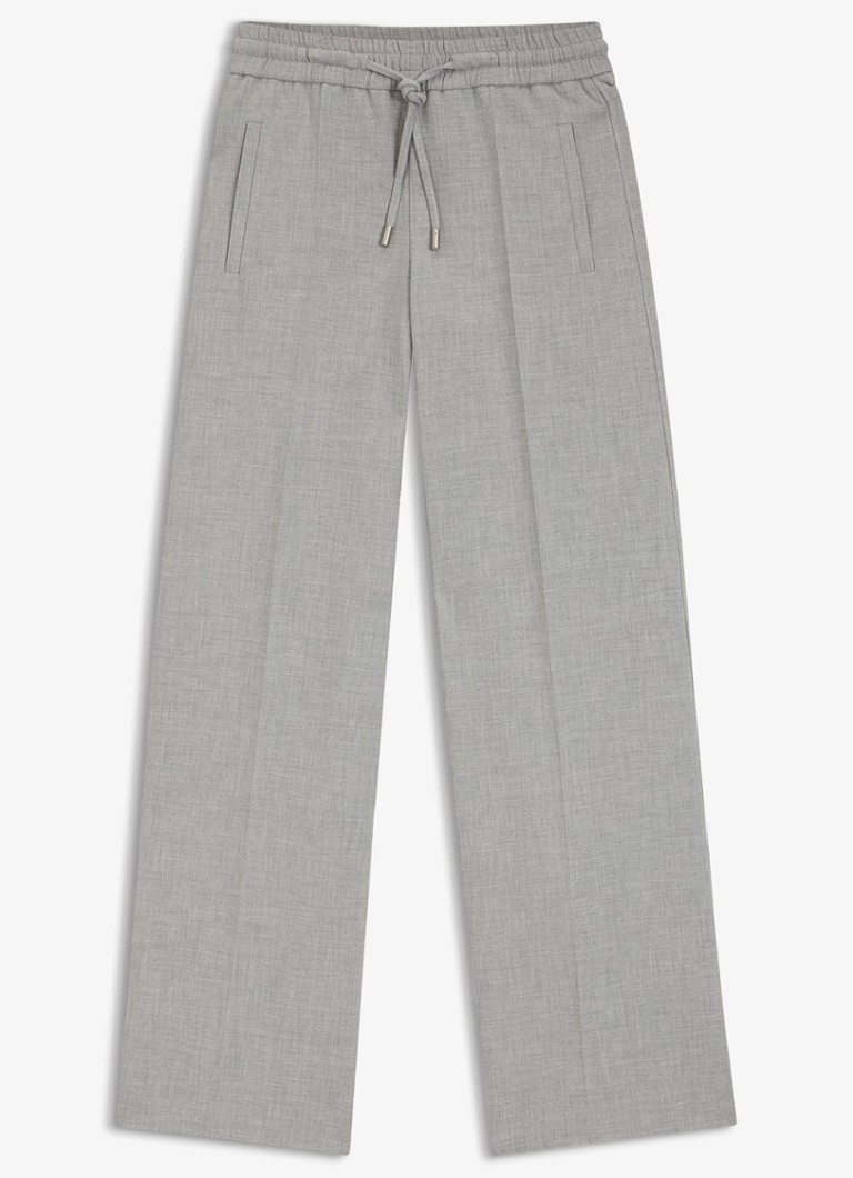 BOSS Dames High waist wide fit pantalon met gemêleerd dessin in de kleur Grijs