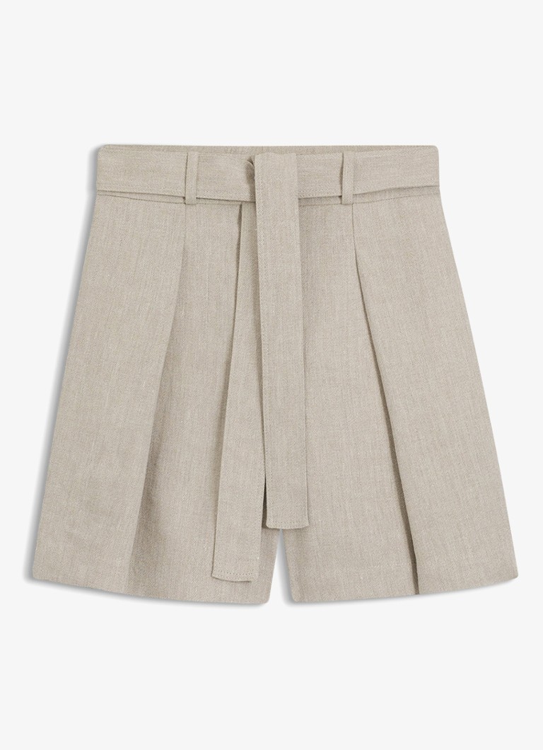 BOSS Dames Tojuna loose fit korte broek in linnenblend in de kleur Beige