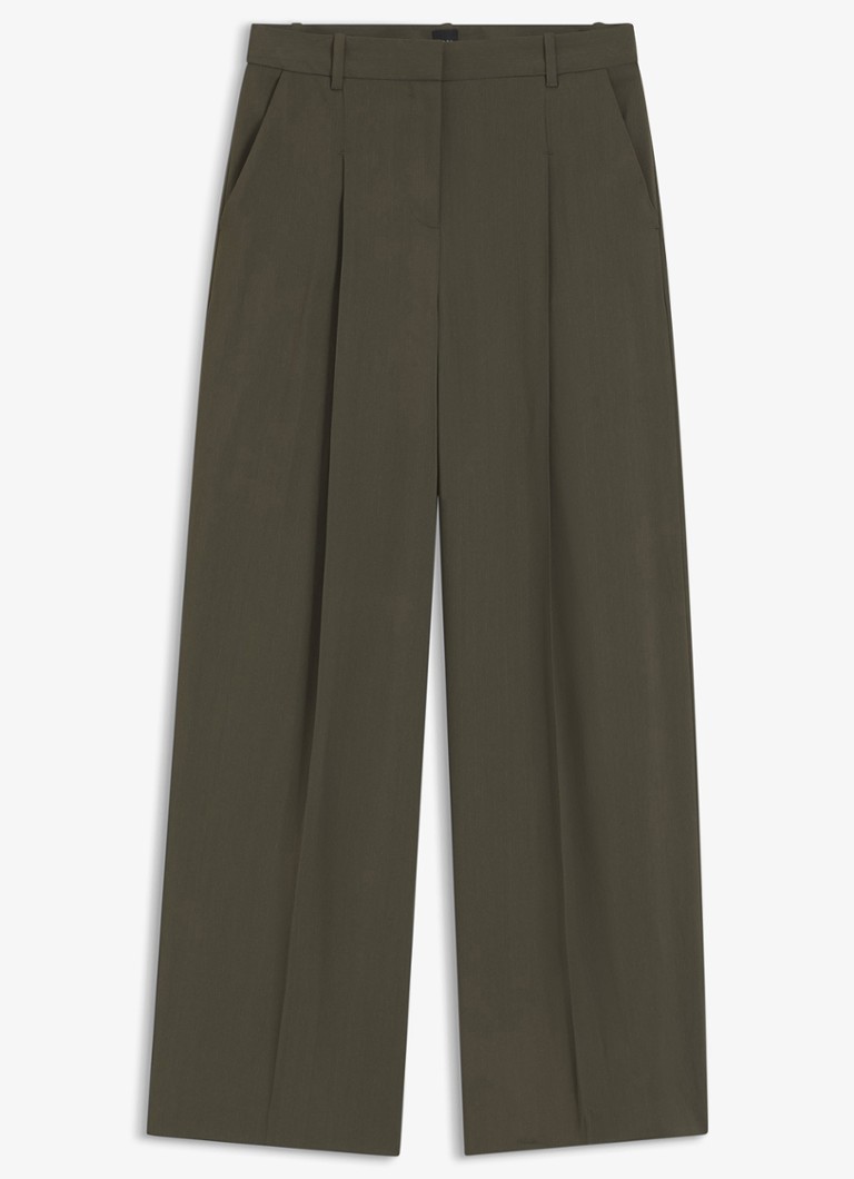 BOSS Dames High waist wide fit pantalon met steekzakken in de kleur Donkergroen
