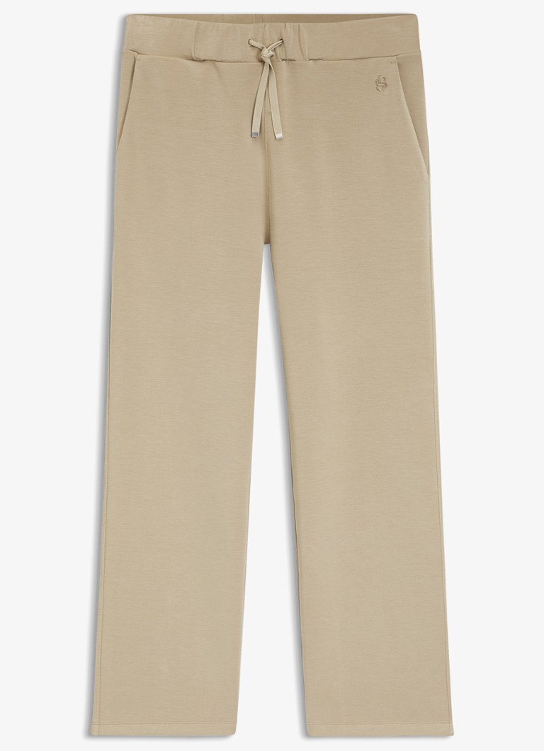 BOSS Dames Joggingbroek met logoborduring in de kleur Beige