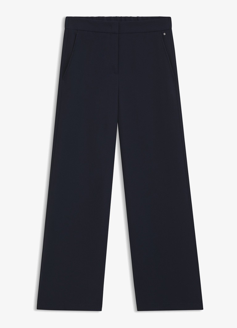 BOSS Dames High waist wide fit pantalon met steekzakken in de kleur Dark Blue-404 / Blauw
