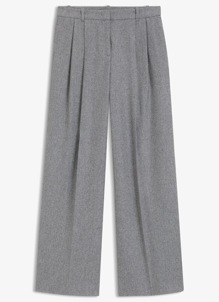 BOSS Dames High waist wide fit pantalon in wolblend in de kleur Grijs