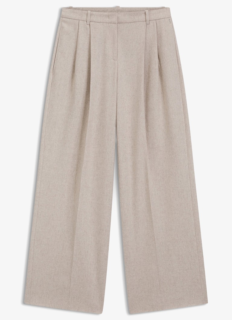 BOSS Dames High waist wide fit pantalon in wolblend in de kleur Creme