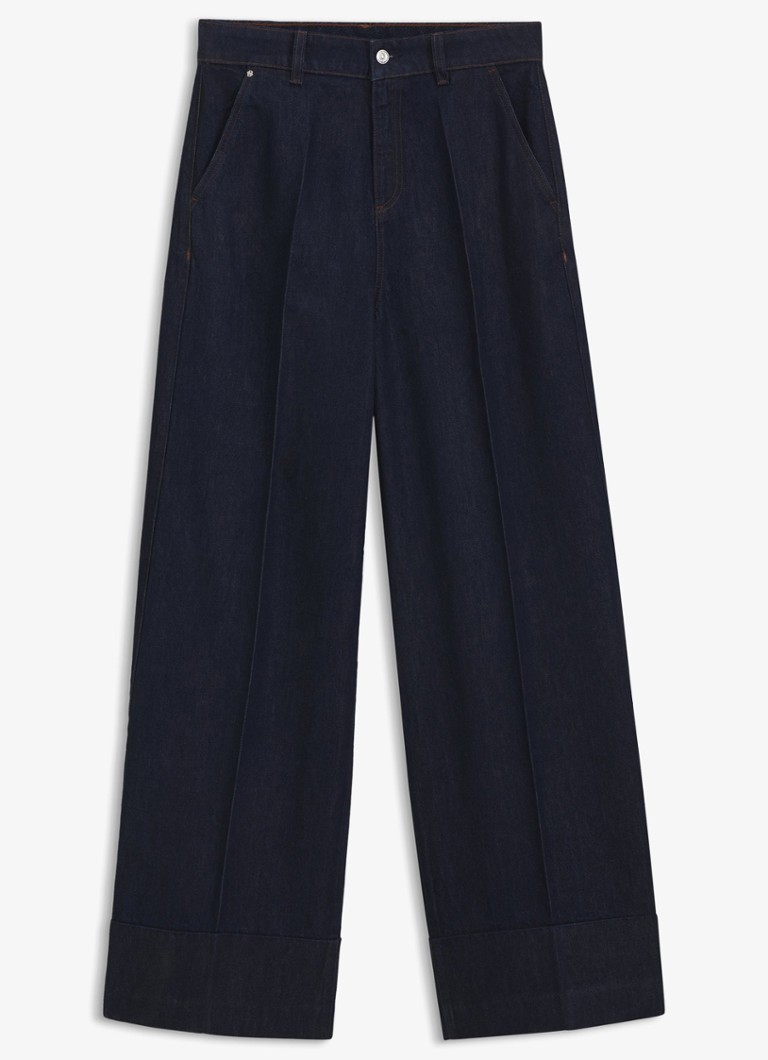 BOSS Dames High waist wide fit jeans met donkere wassing in de kleur Dark Blue-406 / Blauw