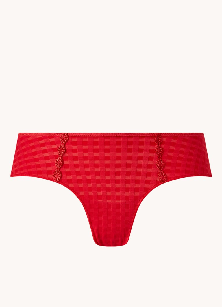 Marie Jo Dames Avero hipster met ruitdessin en glansdraad in de kleur Steenrood