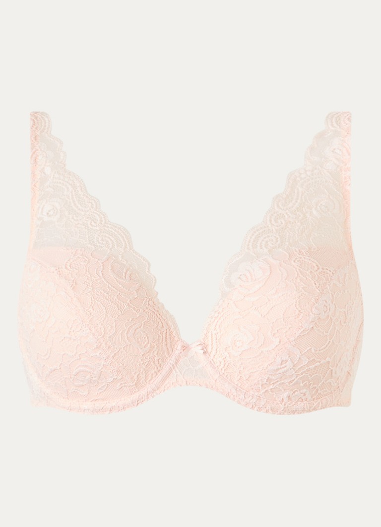 Marie Jo Dames Cyrile voorgevormde plunge bh met overlay van kant in de kleur Lichtroze