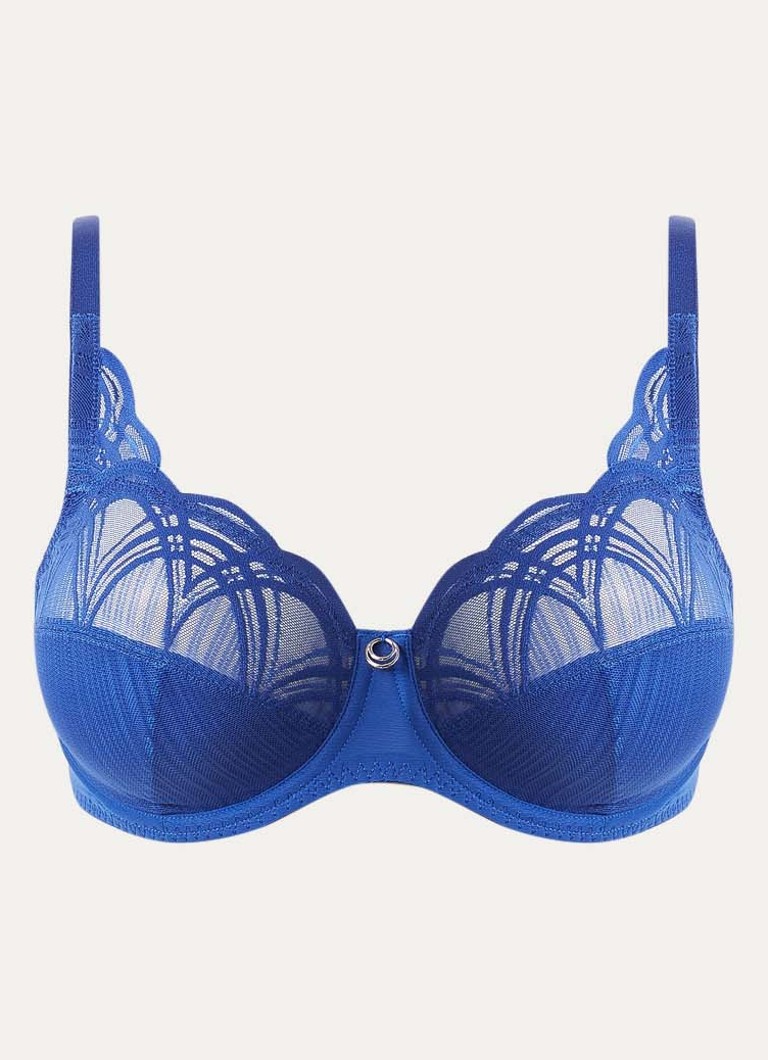 Marie Jo Dames Cathia beugel bh van mesh met kant in de kleur Royalblauw