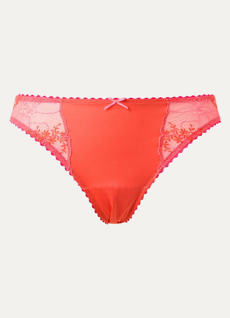 Marie Jo Dames Solene slip met borduring in de kleur Koraalroze