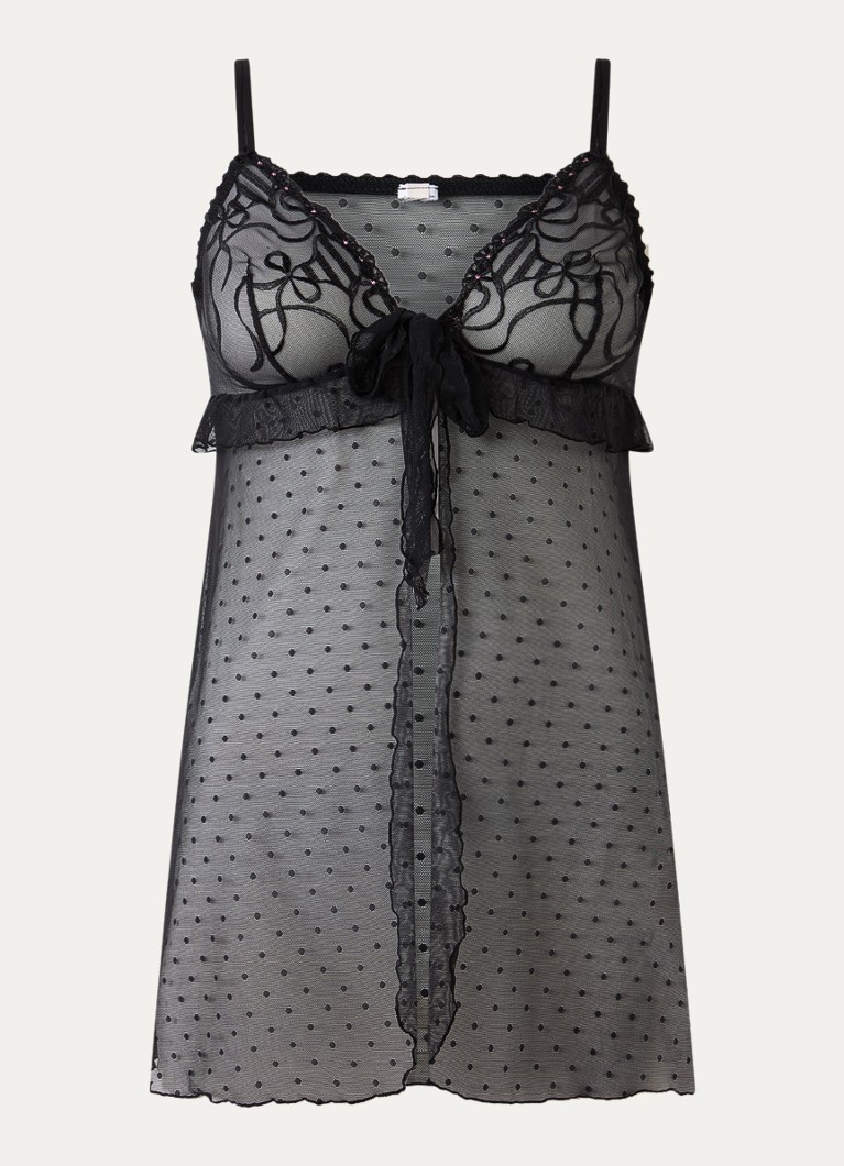 Marie Jo Dames Noova slipdress van mesh met borduring in de kleur Zwart